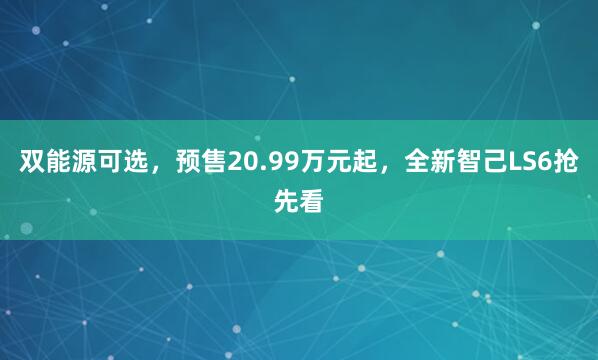 双能源可选,预售20.99万元起,全新智己LS6抢先看